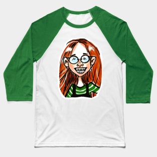 cute girl in braces. redhead girl in glasses Baseball T-Shirt